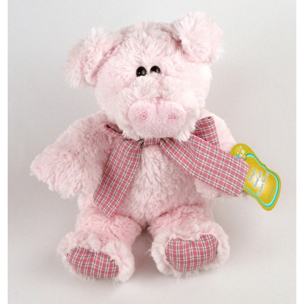 Animal Adventure Pig Plush Pink Plaid Bow Feet 11 Inch 2007 Target Stuffed New
